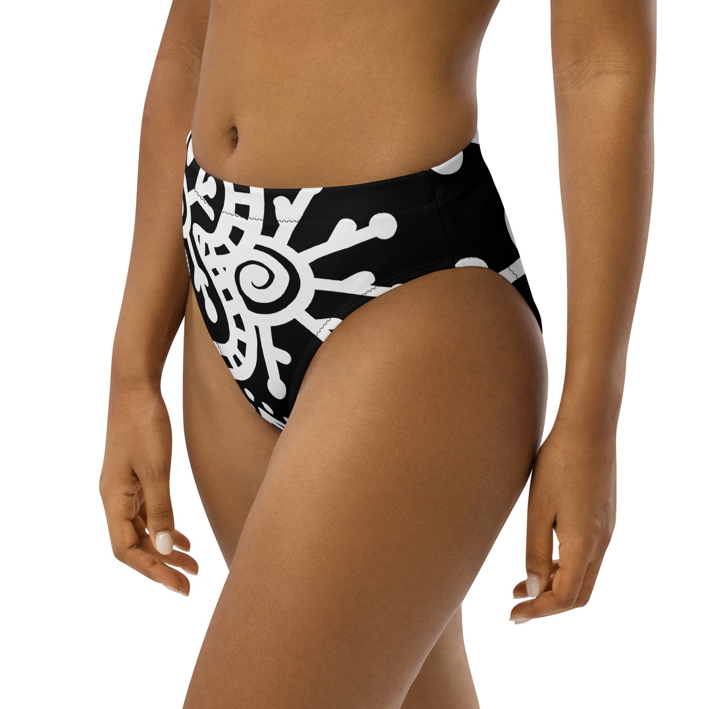 The Ink Me Much - Eco Friendly High-Waisted Bikini Bottom in Black