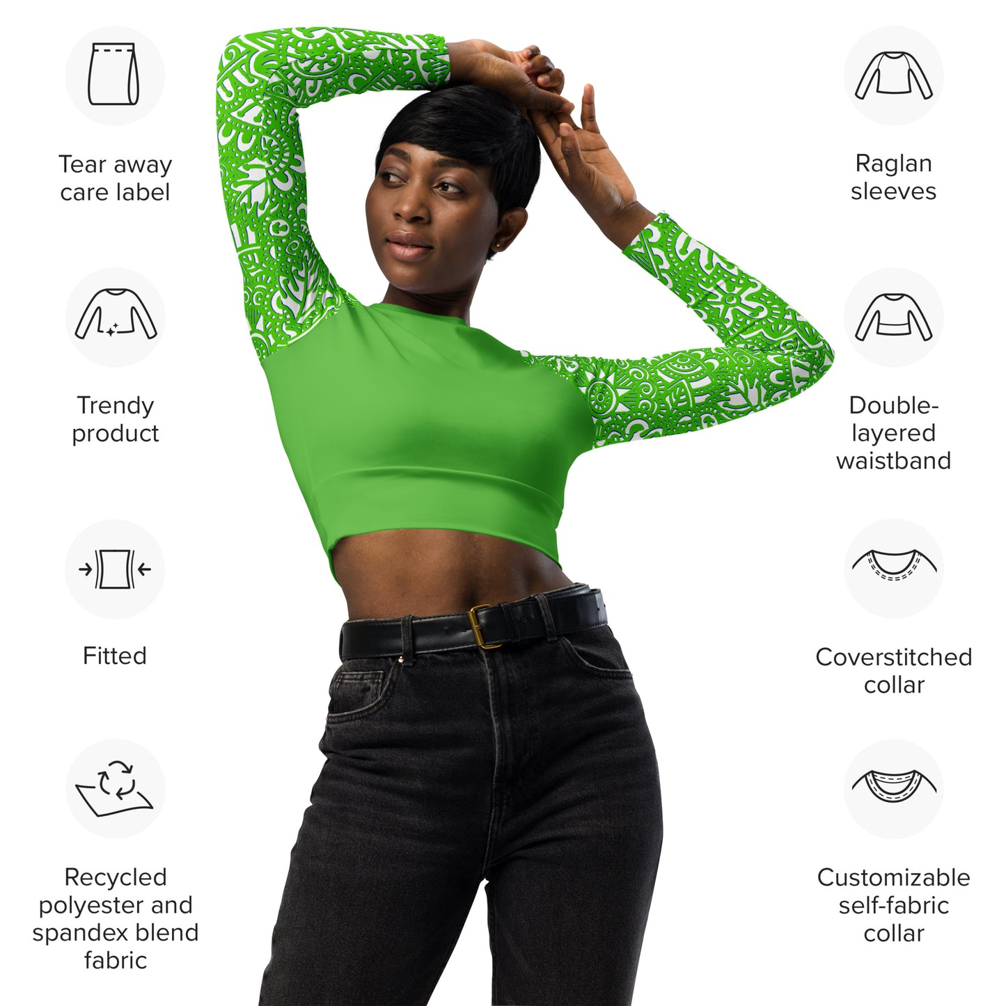 The G - Women's Eco Friendly long-sleeve crop top in Green