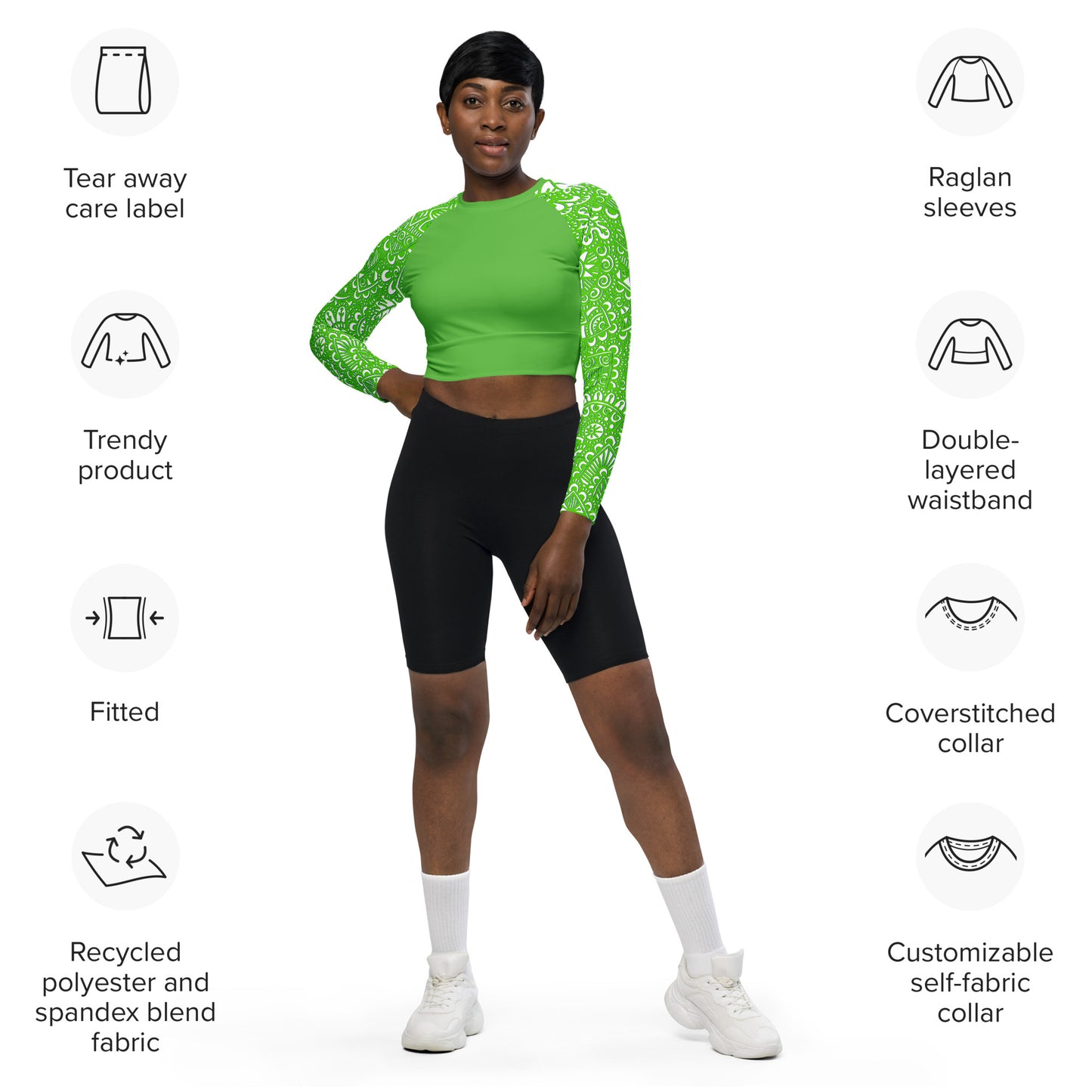 The G - Women's Eco Friendly long-sleeve crop top in Green