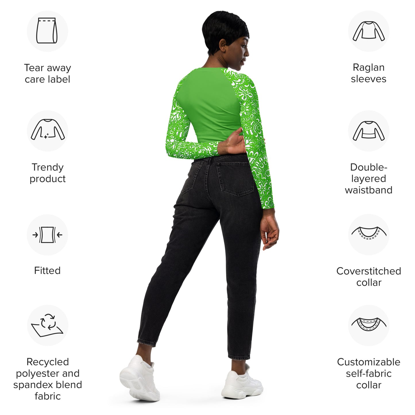 The G - Women's Eco Friendly long-sleeve crop top in Green